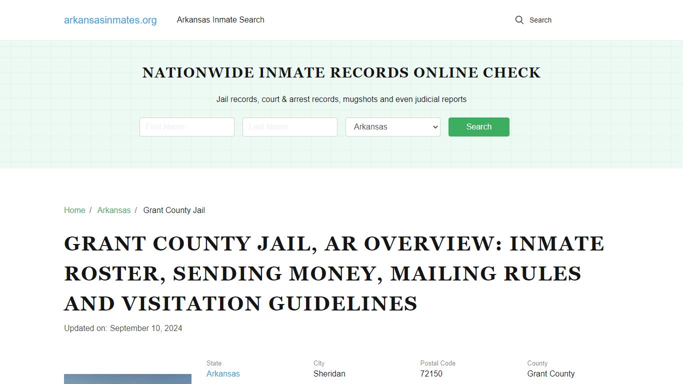 Grant County Jail, AR: In-Custody Search, Visitation & Contact Info