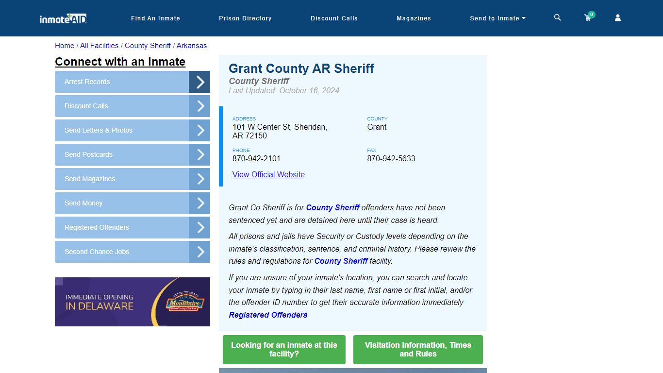 Grant County AR Sheriff & Arrest Search - InmateAid